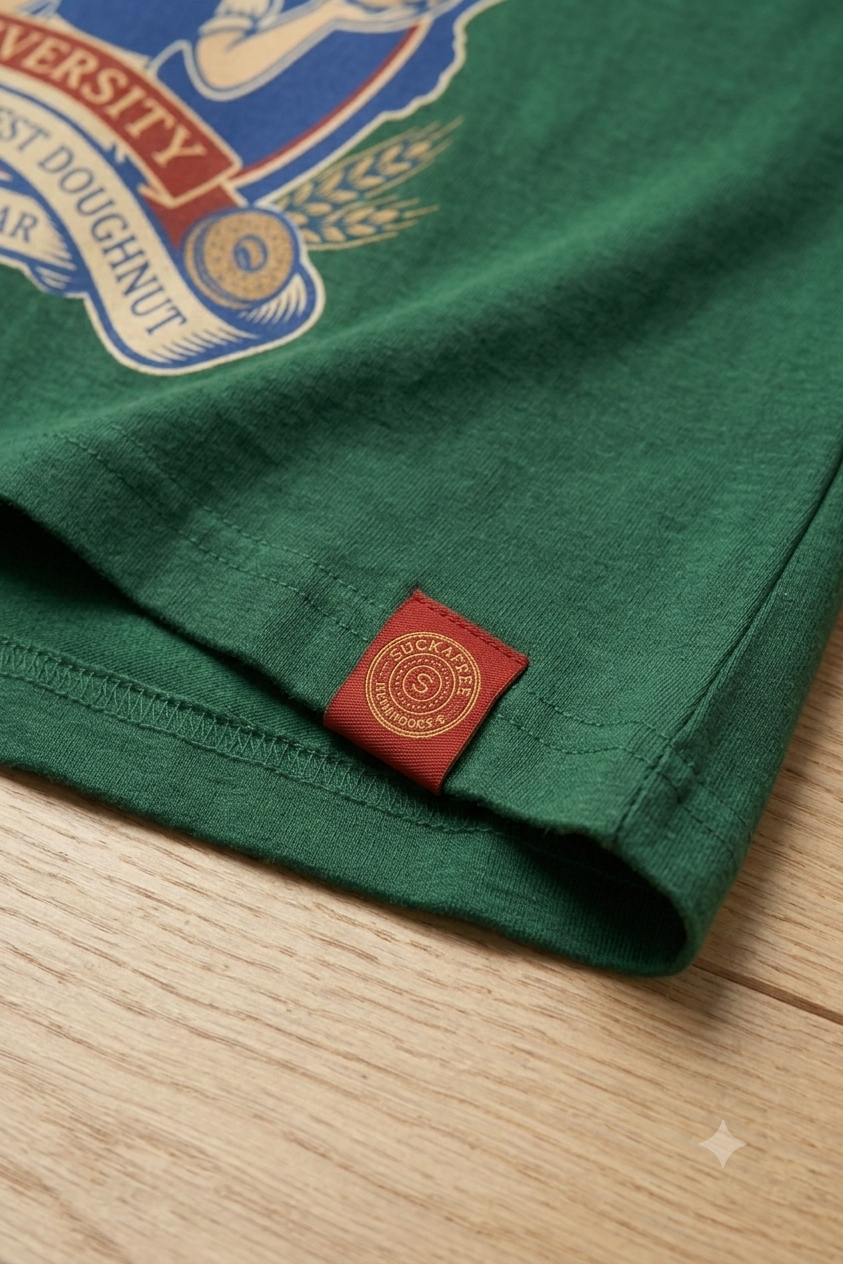 SUCKAFREE UNIVERSITY: THE "DETROIT DOUGHNUT" GRAPHIC TEE (FOREST GREEN)