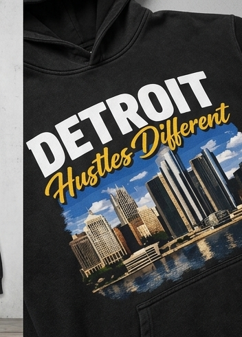 SUCKAFREE UNIVERSITY: "Detroit Hustles Different" Hoodie (Black)