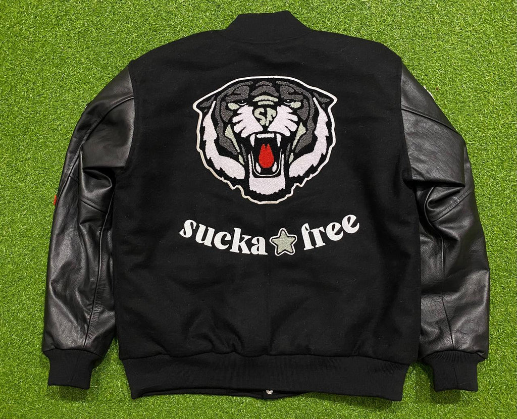 SUCKAFREE UNIVERSITY: Varsity Jacket — "All Hustle, No Luck"