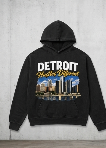 SUCKAFREE UNIVERSITY: "Detroit Hustles Different" Hoodie (Black)
