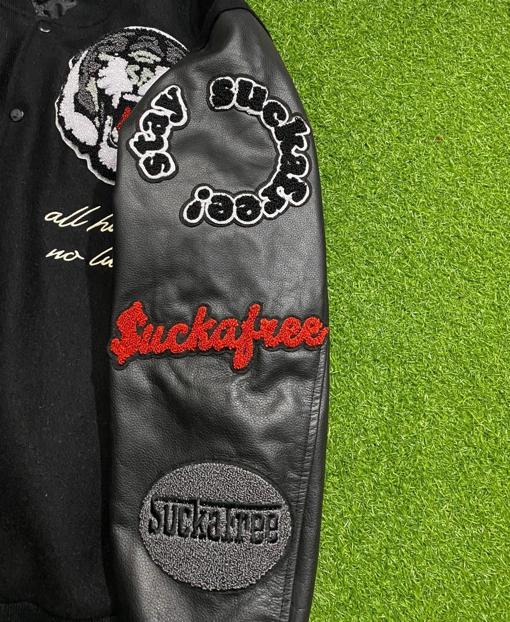SUCKAFREE UNIVERSITY: Varsity Jacket — "All Hustle, No Luck"