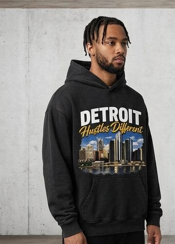 SUCKAFREE UNIVERSITY: "Detroit Hustles Different" Hoodie (Black)